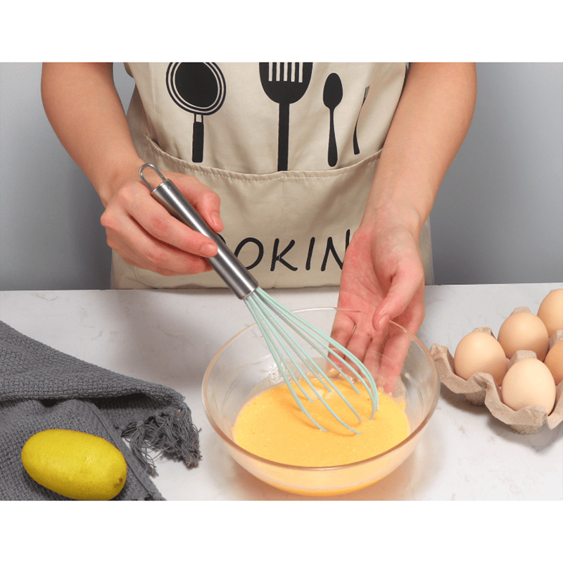 Silicone Cook Utensils; 5 Piece Kitchen Cooking Set; Includes Large Spatula; Small Spatula; Grease Brush; Food Clamp; Whisk