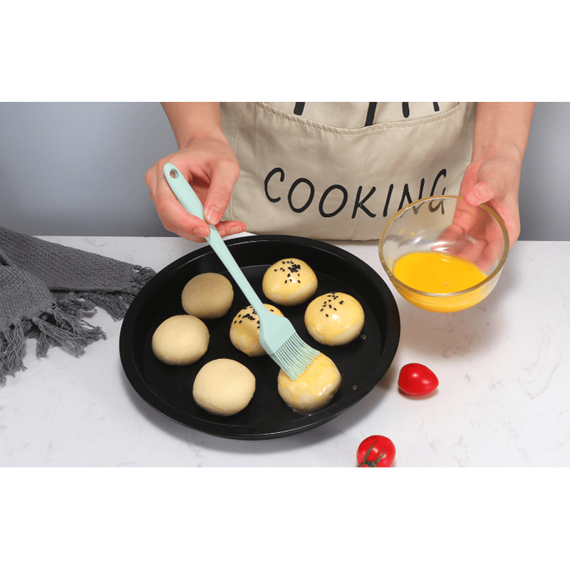 Silicone Cook Utensils; 5 Piece Kitchen Cooking Set; Includes Large Spatula; Small Spatula; Grease Brush; Food Clamp; Whisk