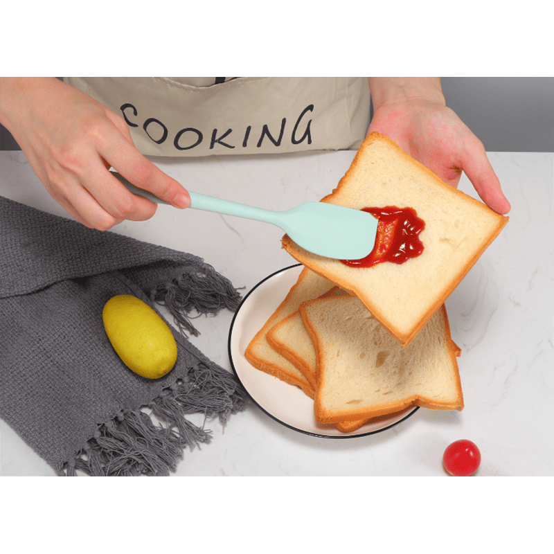 Silicone Cook Utensils; 5 Piece Kitchen Cooking Set; Includes Large Spatula; Small Spatula; Grease Brush; Food Clamp; Whisk