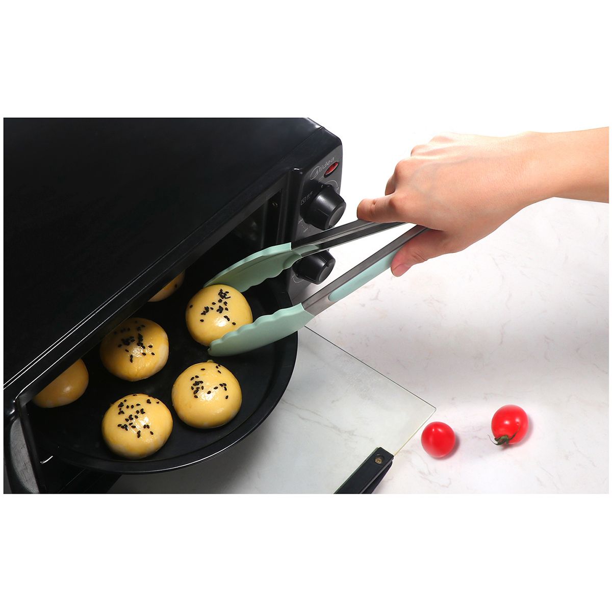 Silicone Cook Utensils; 5 Piece Kitchen Cooking Set; Includes Large Spatula; Small Spatula; Grease Brush; Food Clamp; Whisk