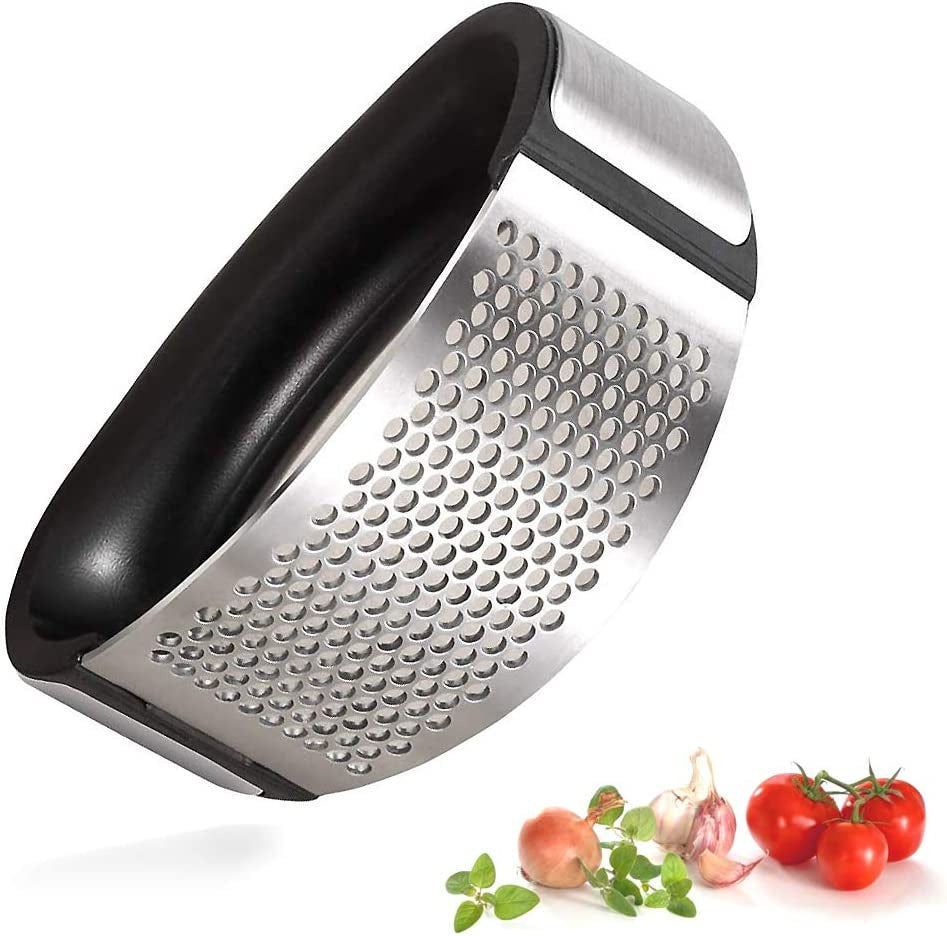 Garlic Press Rocker; Stainless Steel Garlic Crusher Chopper Mincer Squeezer
