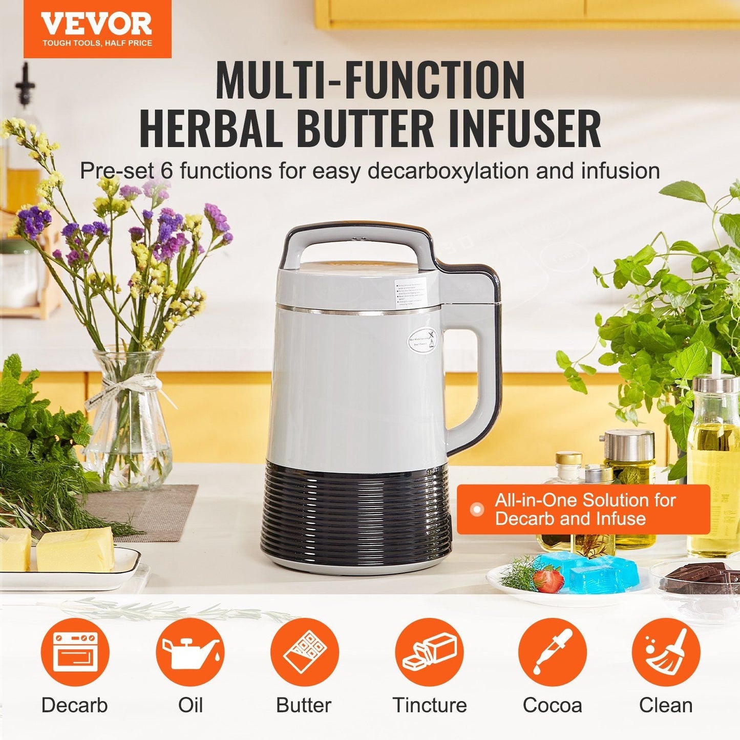 Butter Infuser Machine, 6 Functions Herbal Infuser, Magic Butter Machine & Oil Infusion Machine with Customizable Temperature And Time, Herbal Recipe Book & All Accessories Included